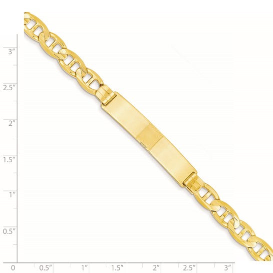 14kt Yellow Gold Polished Solid Chain/Solid Plate Anchor Link 37x10mm Plate 8 inch ID Bracelet