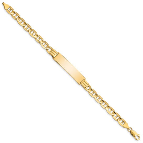 14kt Yellow Gold Polished Solid Chain/Solid Plate Anchor Link 37x10mm Plate 8 inch ID Bracelet