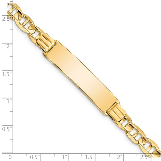 14kt Yellow Gold Polished Solid Chain/Solid Plate Anchor Link 37x10mm Plate 8 inch ID Bracelet
