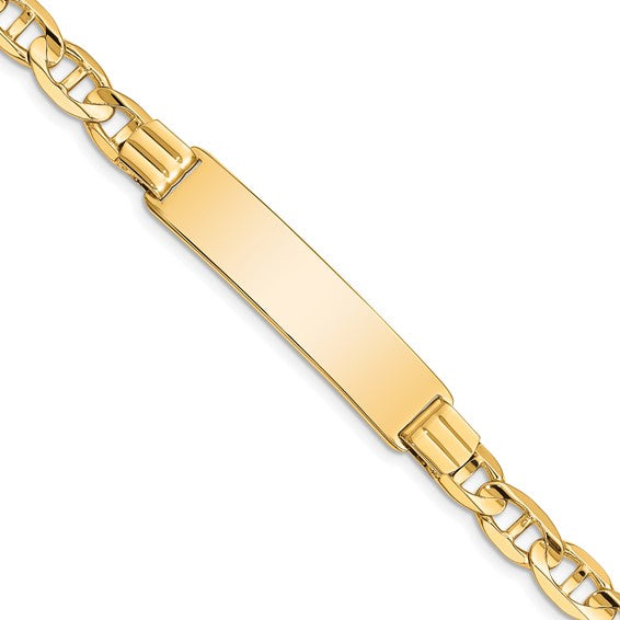 14kt Yellow Gold Polished Solid Chain/Solid Plate Anchor Link 37x10mm Plate 8 inch ID Bracelet
