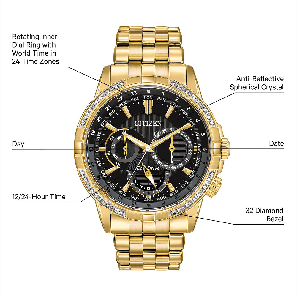 Citizen Calendrier Men's Watch Gold 44 mm Stainless Steel