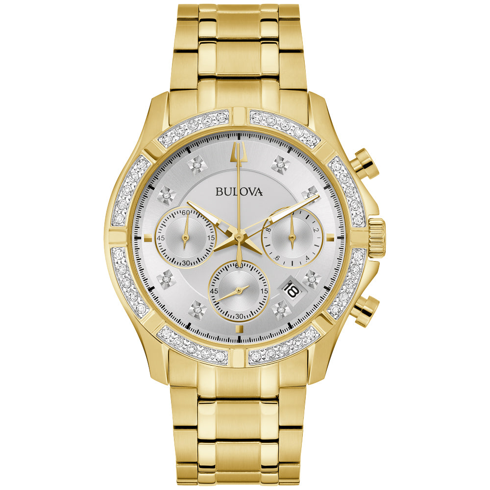 Bulova Diamond Men's Gold Tone Stainless Steel Bracelet Watch 98E113