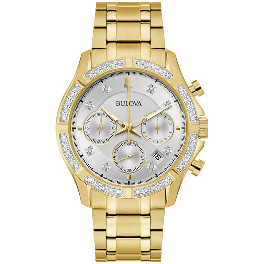 Bulova Diamond Men's Gold Tone Stainless Steel Bracelet Watch