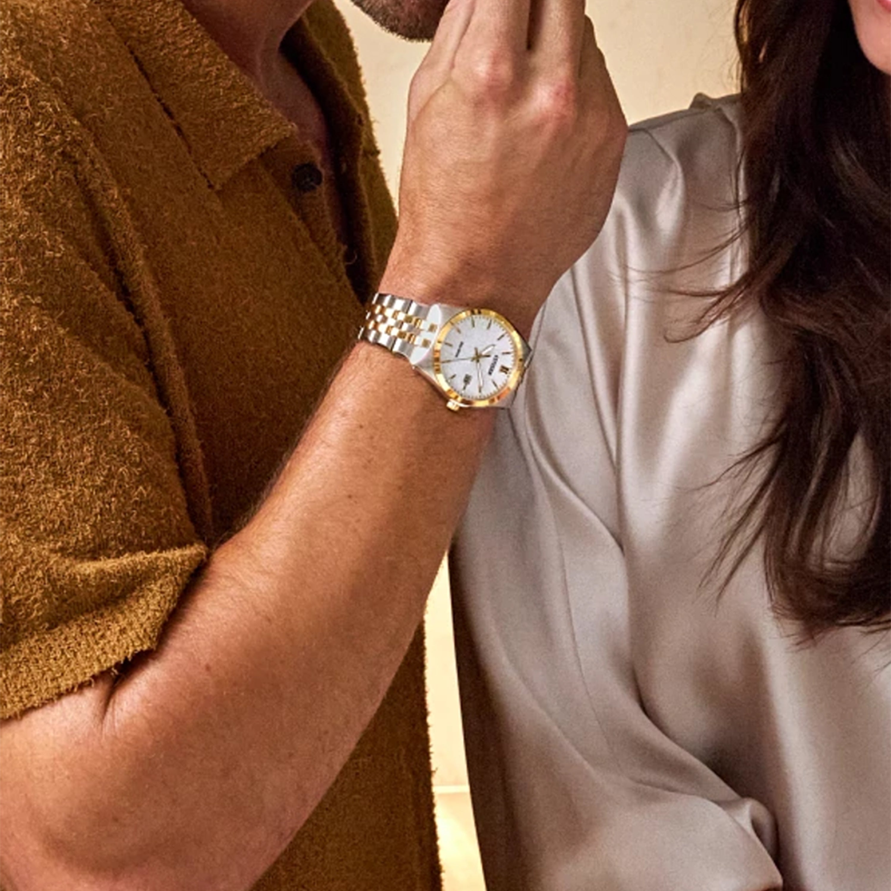 Men's Citizen Eco-Drive® Corso Two-Tone Watch with White Dial (Model: BM7334-58B)