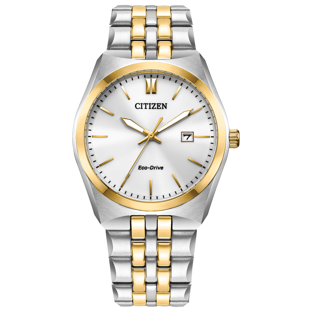 Men's Citizen Eco-Drive® Corso Two-Tone Watch with White Dial (Model: BM7334-58B)