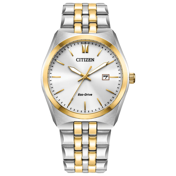 Men's Citizen Eco-Drive® Corso Two-Tone Watch with White Dial