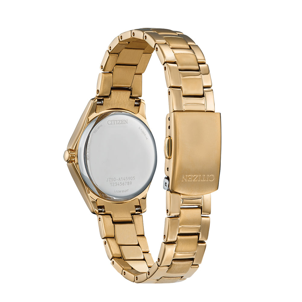 Citizen Eco-Drive Crystal Champagne Dial Gold-Tone Watch | 30mm