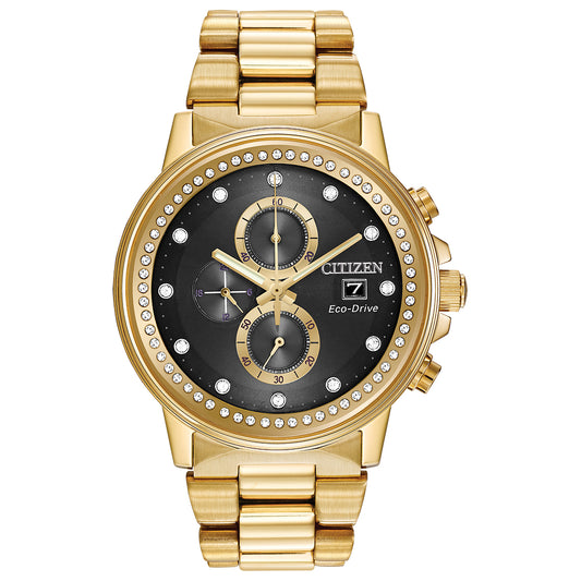 Men's Eco-Drive Crystal Yellow Gold-Tone Bracelet and Watch Set | 42mm