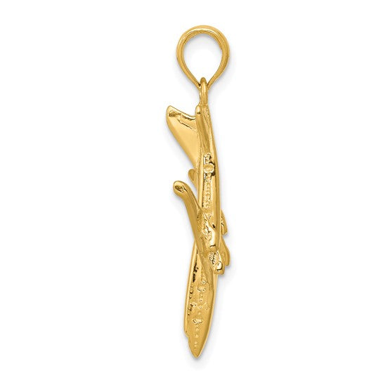 14kt Yellow Gold 3-D Jet Pendant