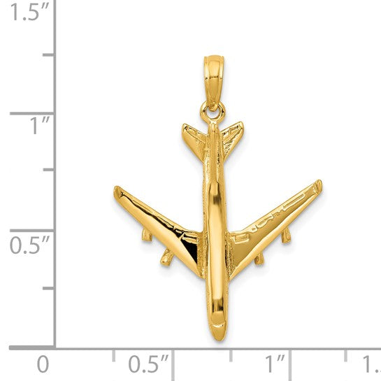 14kt Yellow Gold 3-D Jet Pendant