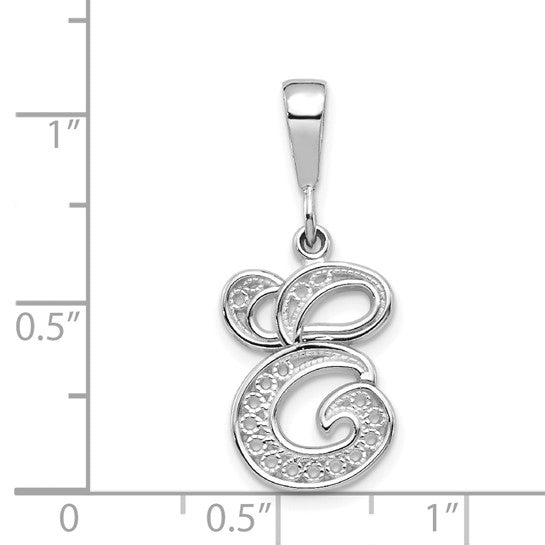 10KW Filigree Initial E Pendant