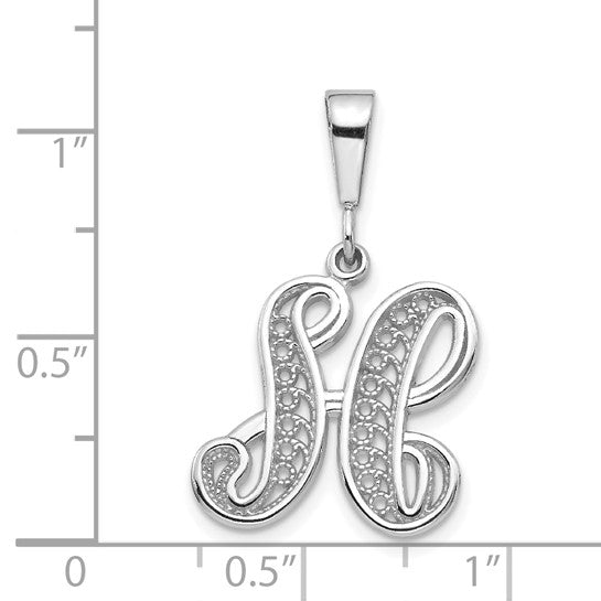 10KW Filigree Initial H Pendant