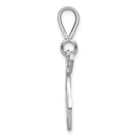 10kt White Gold Filigree Initial T Pendant