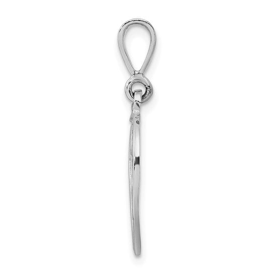 10KT White Gold Filigree Initial V Pendant