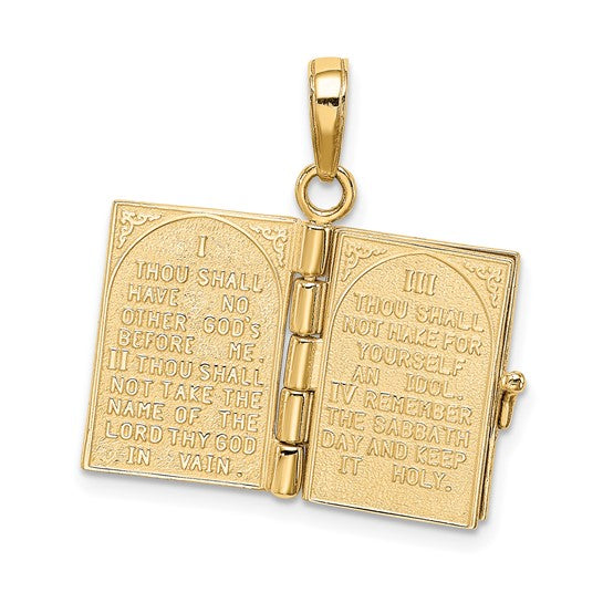 14kt Yellow Gold 3D Ten Commandments Bible Pendant