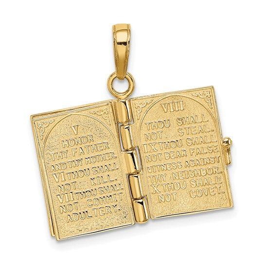 14kt Yellow Gold 3D Ten Commandments Bible Pendant