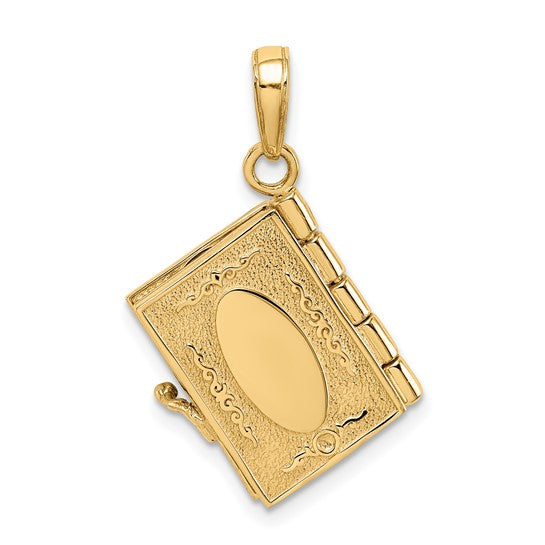 14kt Yellow Gold 3D Ten Commandments Bible Pendant