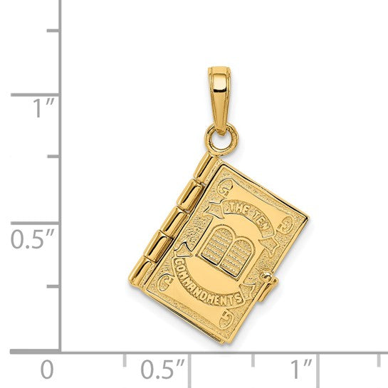 14kt Yellow Gold 3D Ten Commandments Bible Pendant