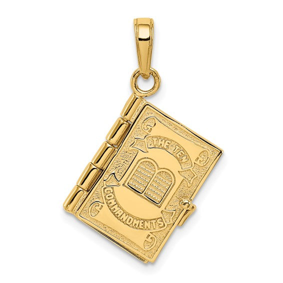 14kt Yellow Gold 3D Ten Commandments Bible Pendant