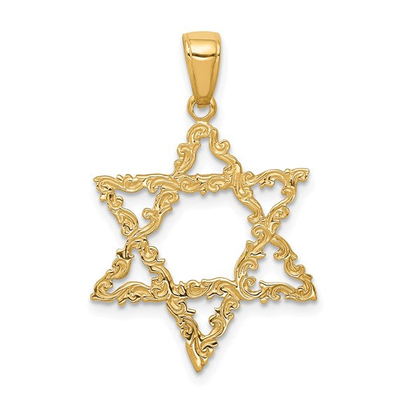 14kt Yellow Gold Star of David Pendant