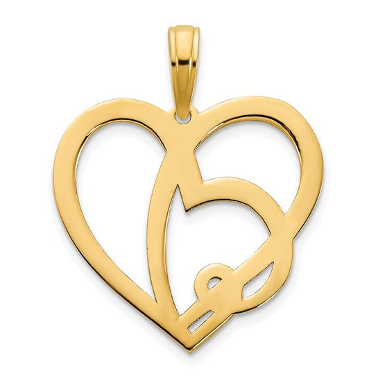 14kt Yellow Gold Heart in a Heart Pendant