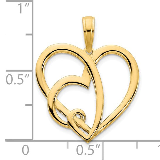 14kt Yellow Gold Heart in a Heart Pendant
