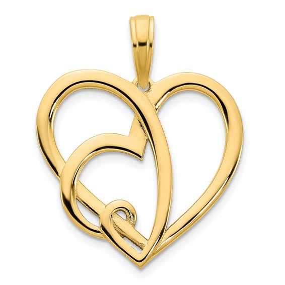 14kt Yellow Gold Heart in a Heart Pendant
