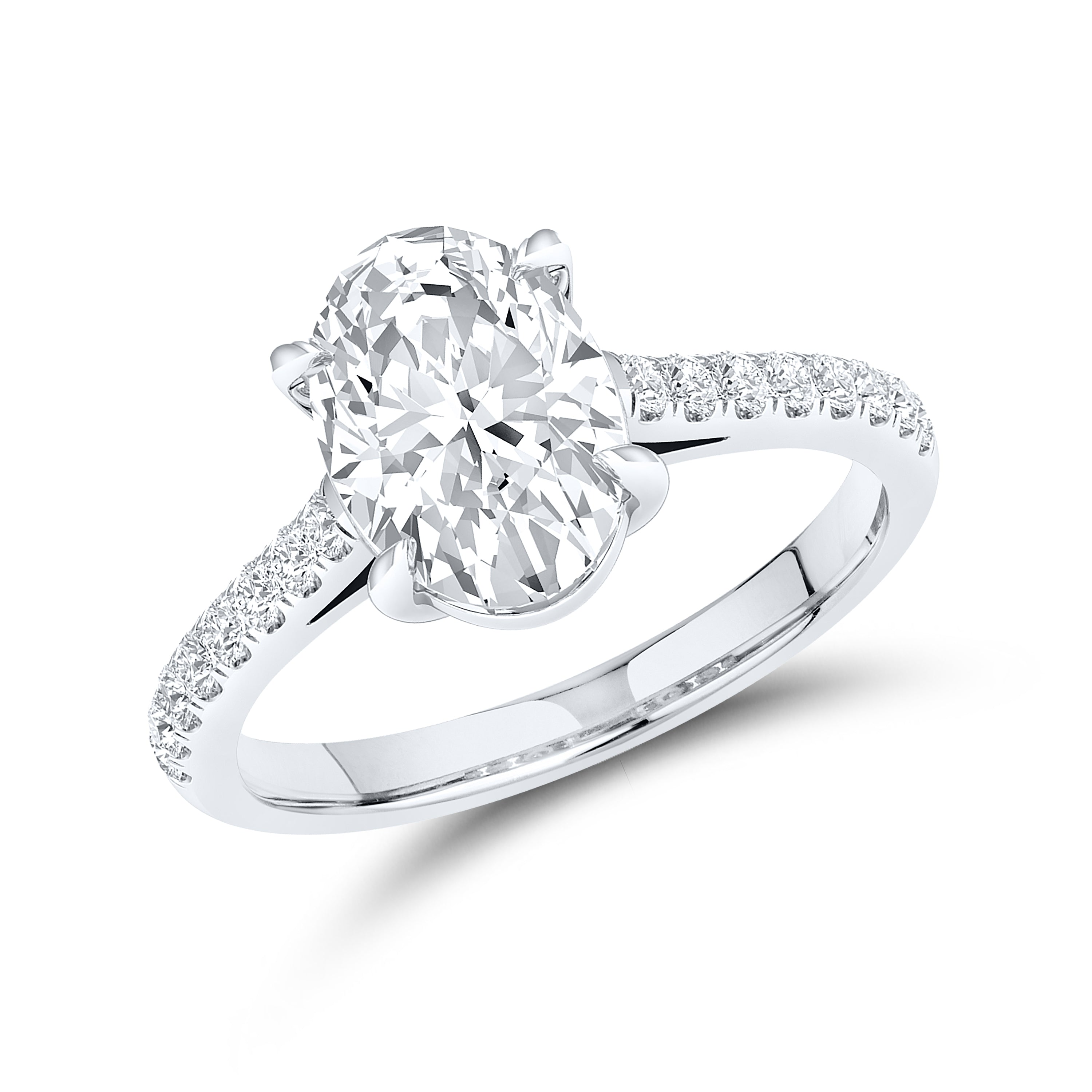 14kt White Gold 2.25 CTW Lab Diamond Oval Shape Solitaire Ring