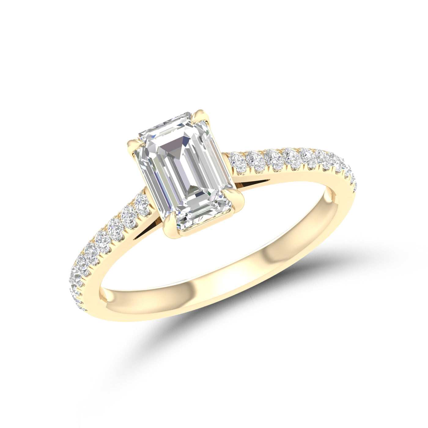 14kt Yellow Gold 1.25 CTW Lab Diamond Emerald Shape Solitaire Ring