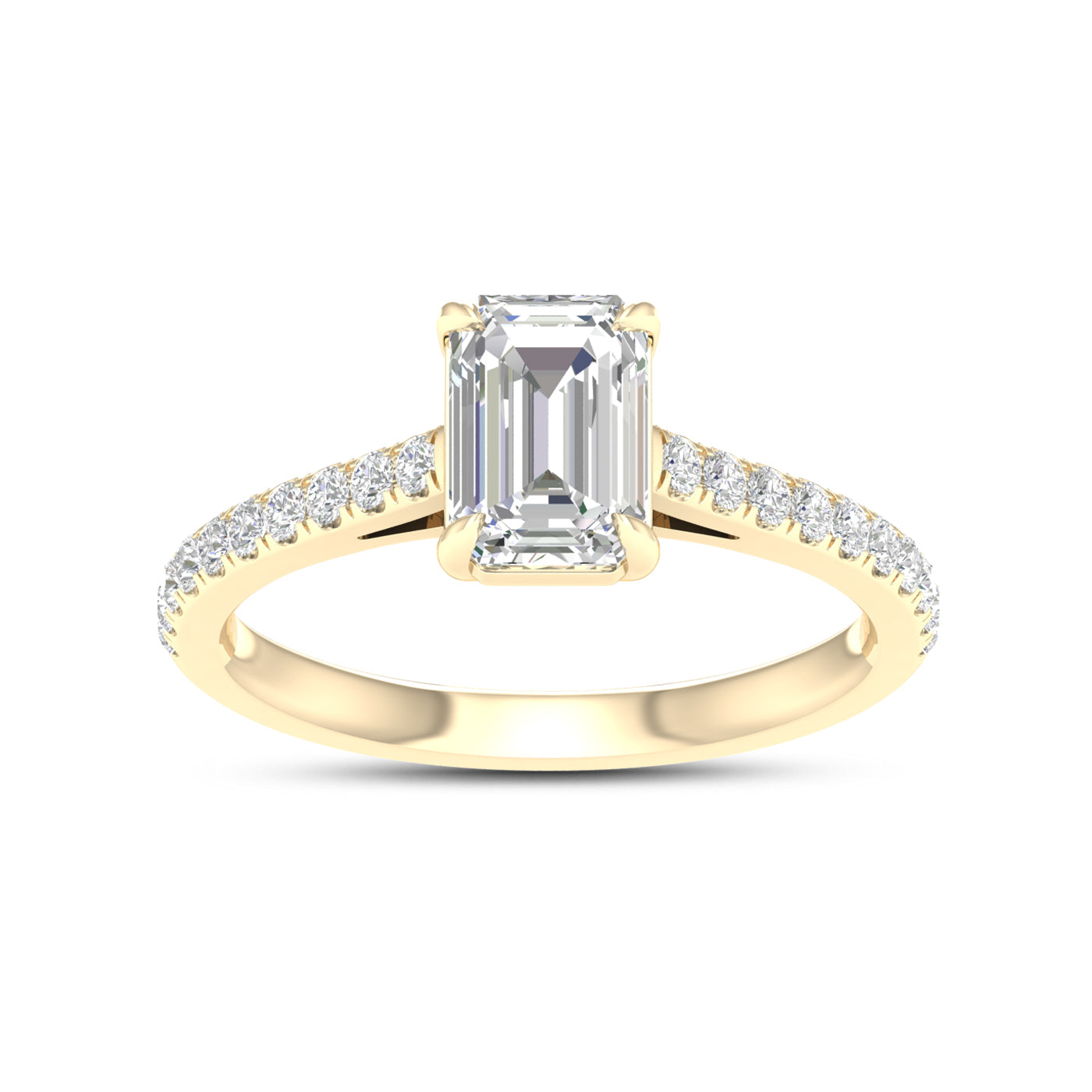 14kt Yellow Gold 1.25 CTW Lab Diamond Emerald Shape Solitaire Ring