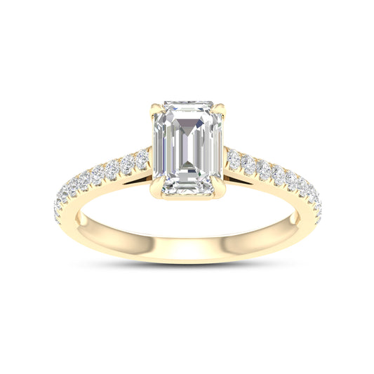 14kt Yellow Gold 1.25 CTW Lab Diamond Emerald Shape Solitaire Ring