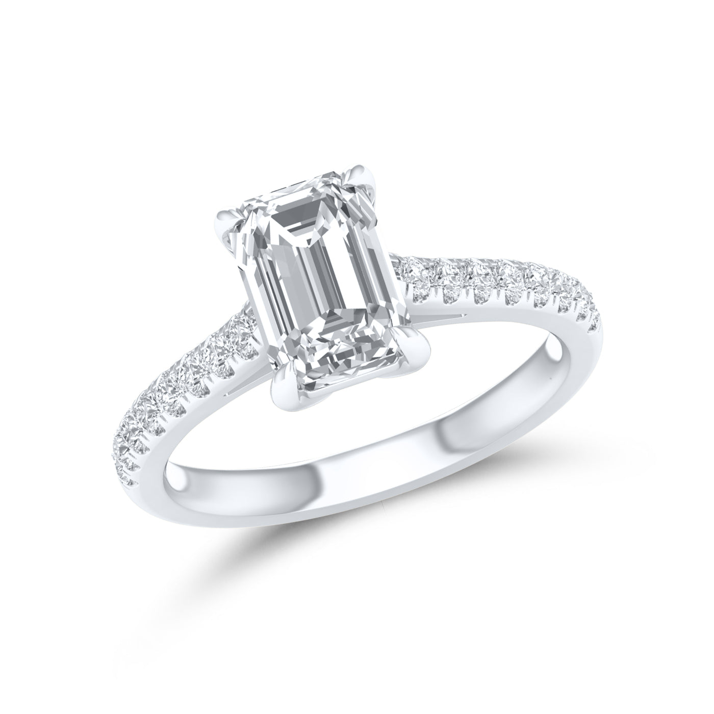 14kt White Gold 2.25 CTW Lab Diamond Emerald Shape Solitaire Ring