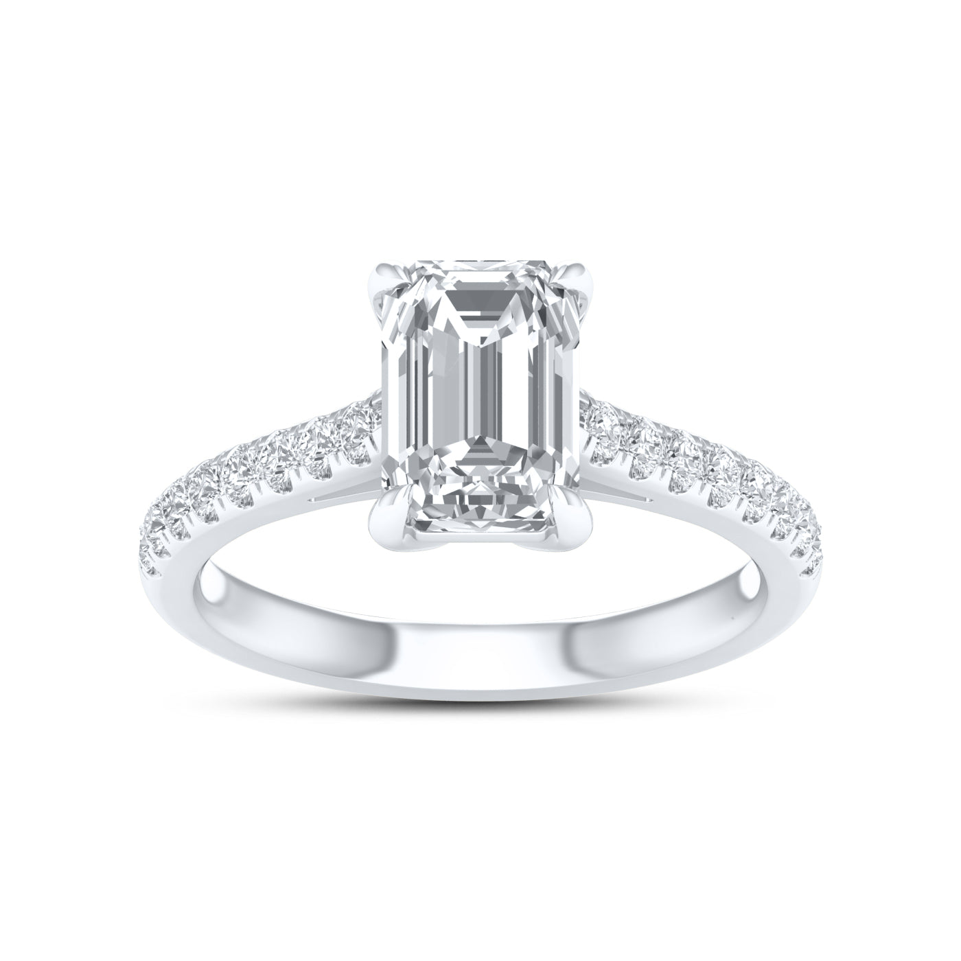 14kt White Gold 2.25 CTW Lab Diamond Emerald Shape Solitaire Ring