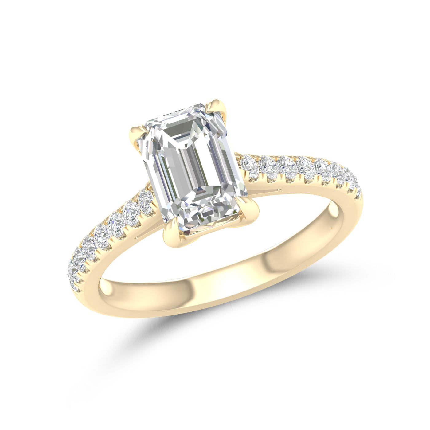 14kt Yellow Gold 2.25 CTW Lab Diamond Emerald Shape Solitaire Ring