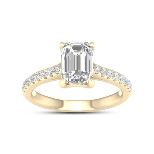 14kt Yellow Gold 2.25 CTW Lab Diamond Emerald Shape Solitaire Ring