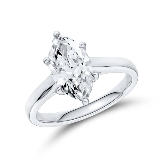 14kt White Gold 1.50 CTW Lab Diamond Marquise Shape Solitaire Ring