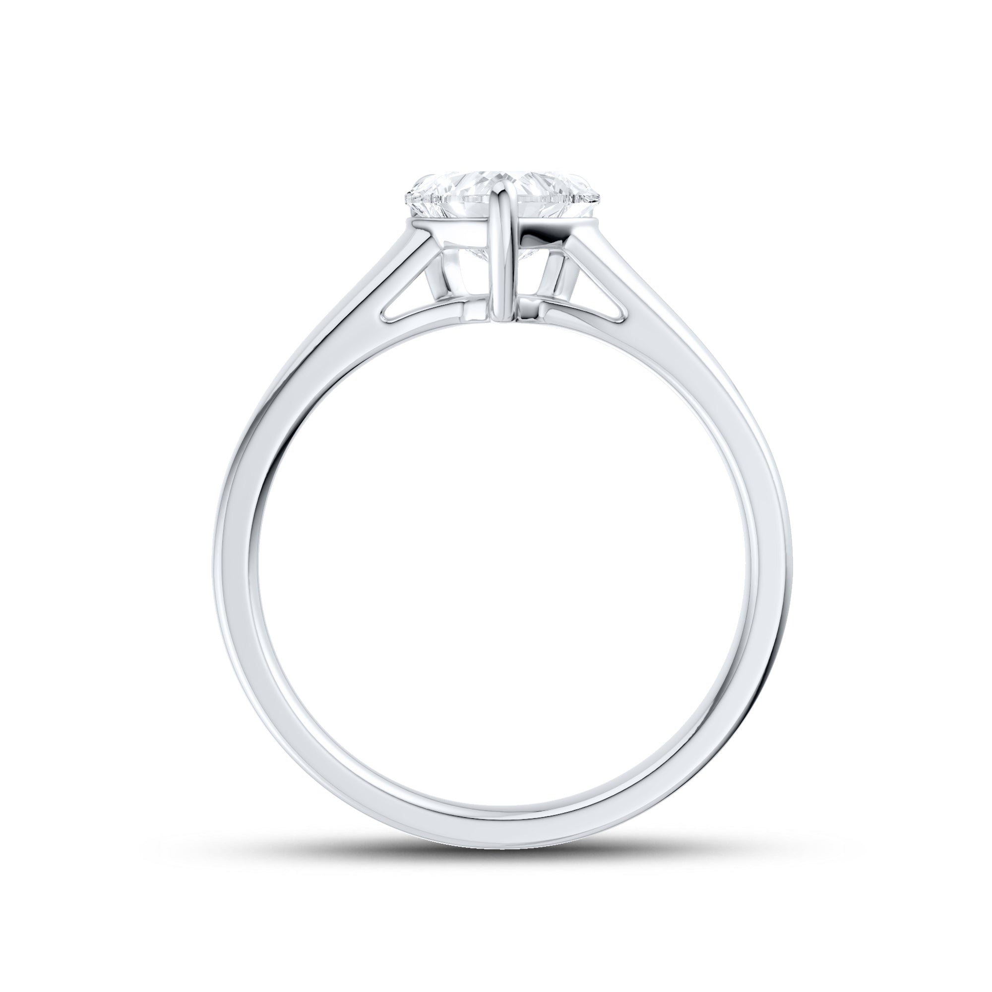 14kt White Gold 1 ctw Lab Diamond Solitaire Heart Shape Ring