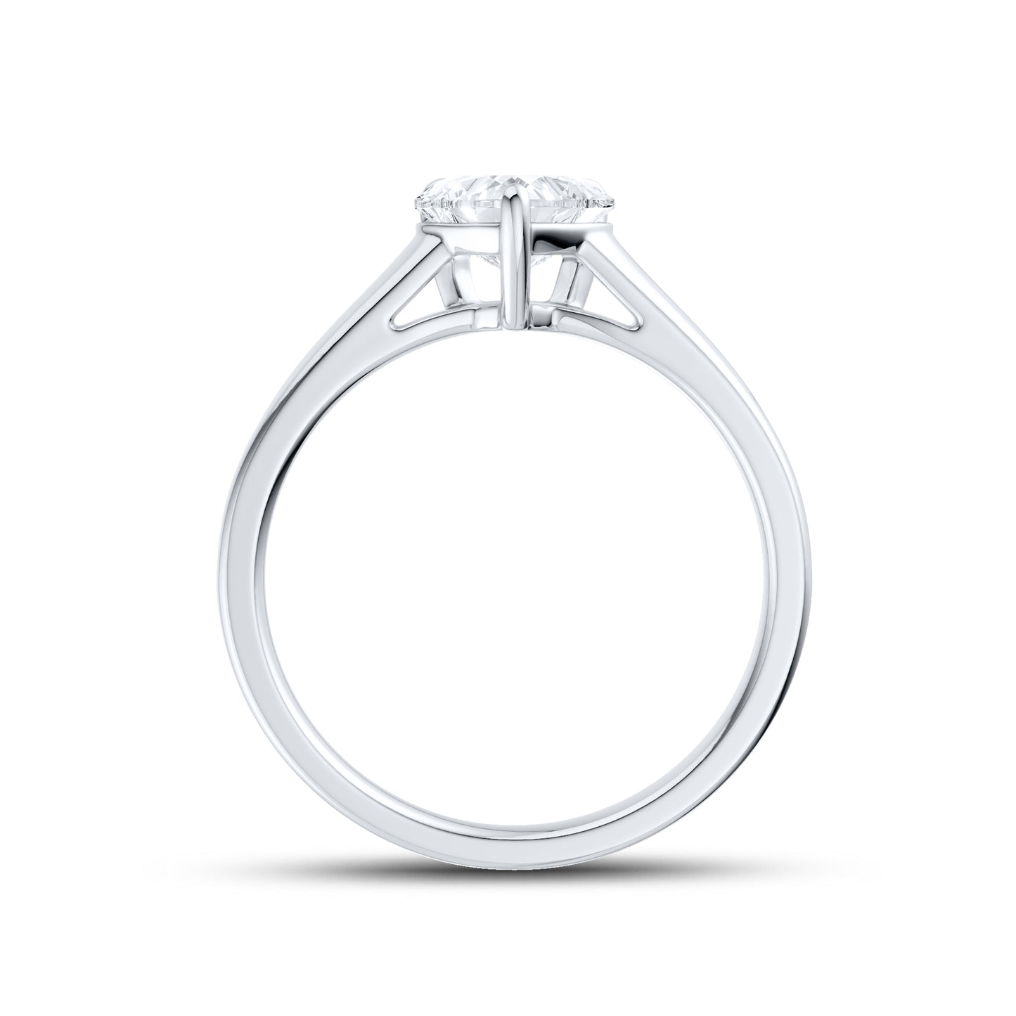 14kt White Gold 1 ctw Lab Diamond Solitaire Heart Shape Ring