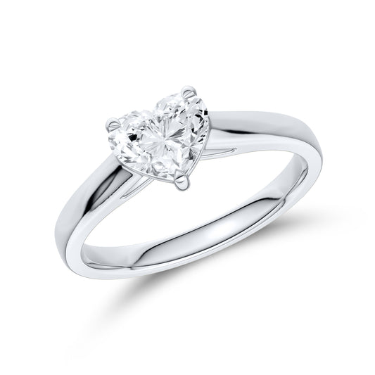 14kt White Gold 1 ctw Lab Diamond Solitaire Heart Shape Ring