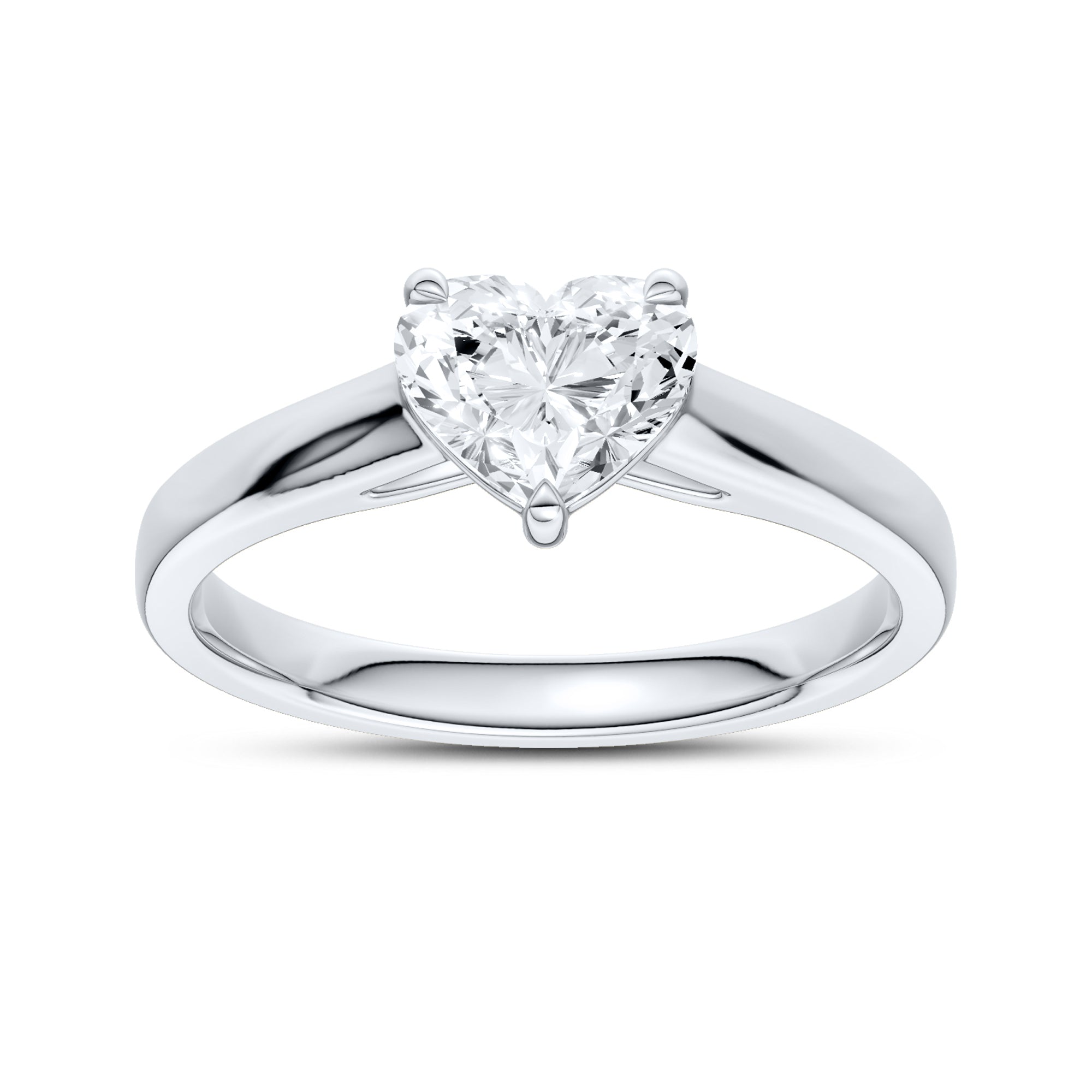 14kt White Gold 1 ctw Lab Diamond Solitaire Heart Shape Ring