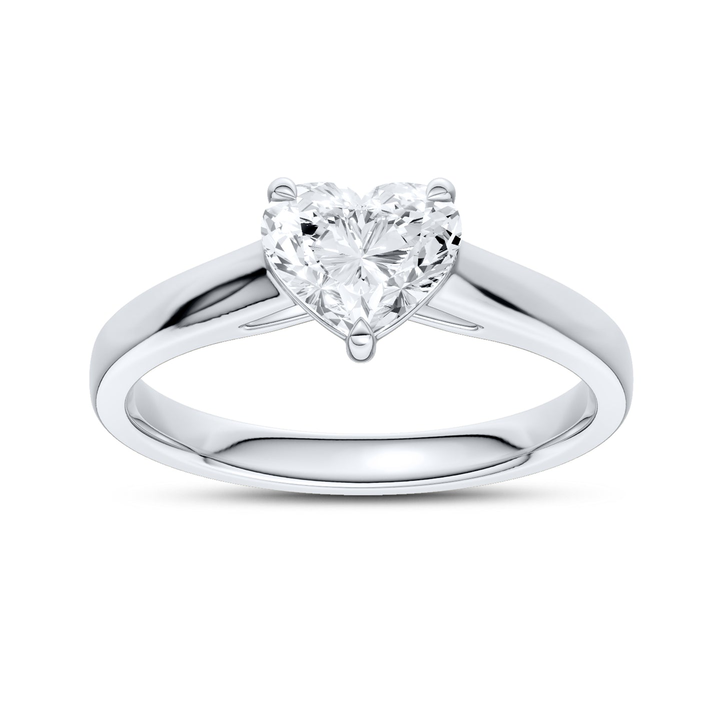 14kt White Gold 1 ctw Lab Diamond Solitaire Heart Shape Ring