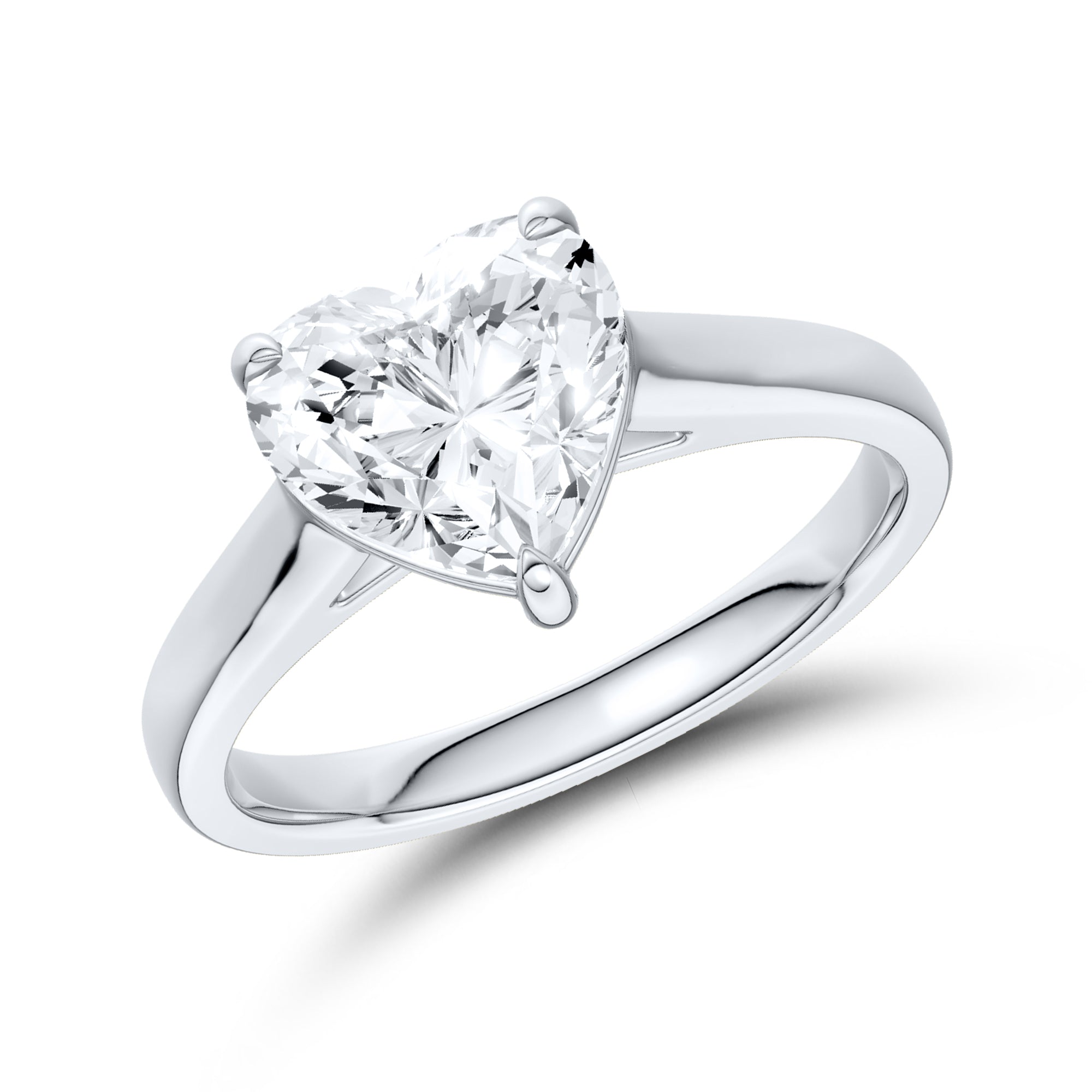 14kt White Gold 2 ctw Lab Diamond Heart Shape Solitaire Ring