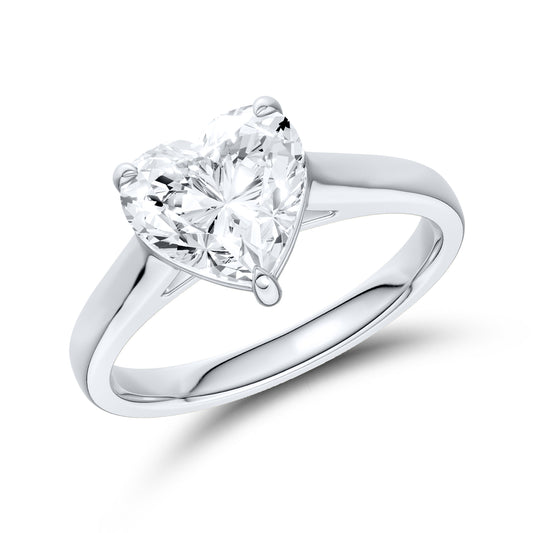 14kt White Gold 2 ctw Lab Diamond Heart Shape Solitaire Ring