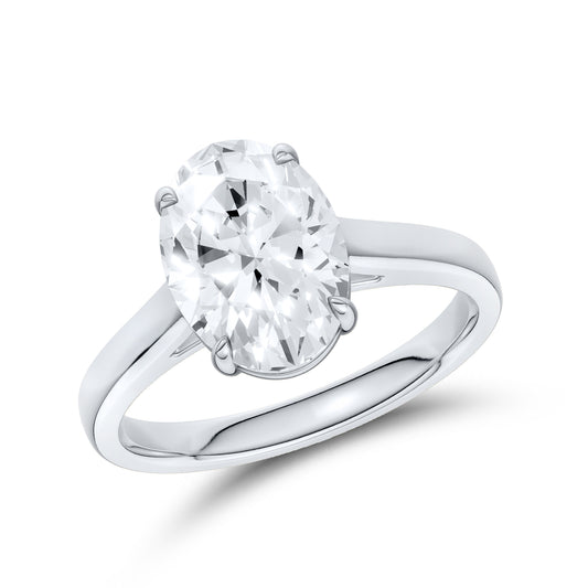 14kt White Gold 2.50 CTW OVAL SHAPE Lab Diamond Solitaire Ring