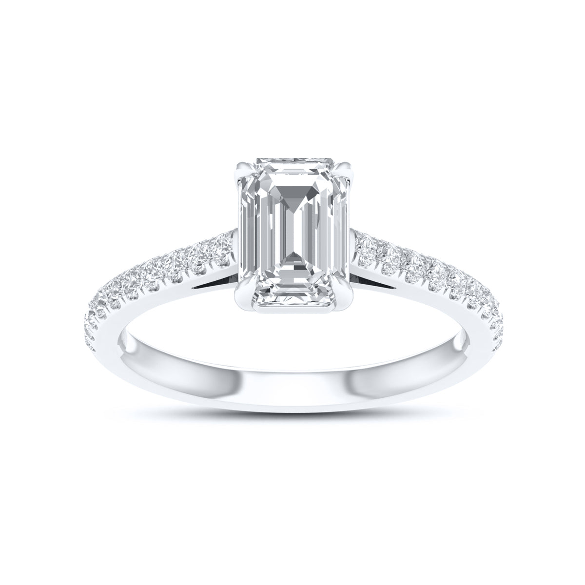 14kt White Gold 1.25 CTW Lab Diamond Emerald Shape Solitaire Ring