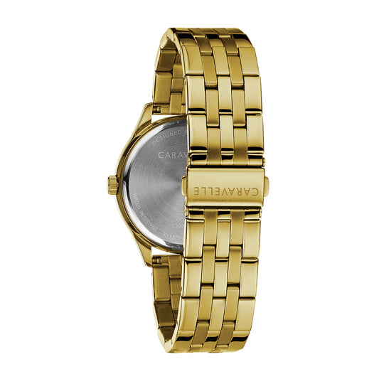 Men's Caravelle by Bulova Gold-Tone Watch with Black Dial