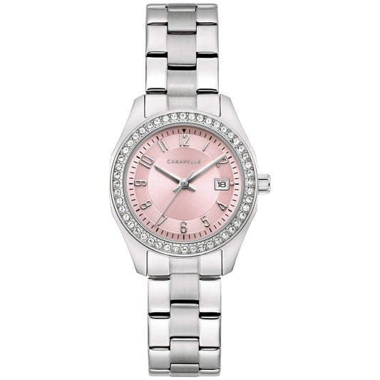 Ladies’ Caravelle by Bulova Crystal Accent Dress Sport Watch with Pink Dial