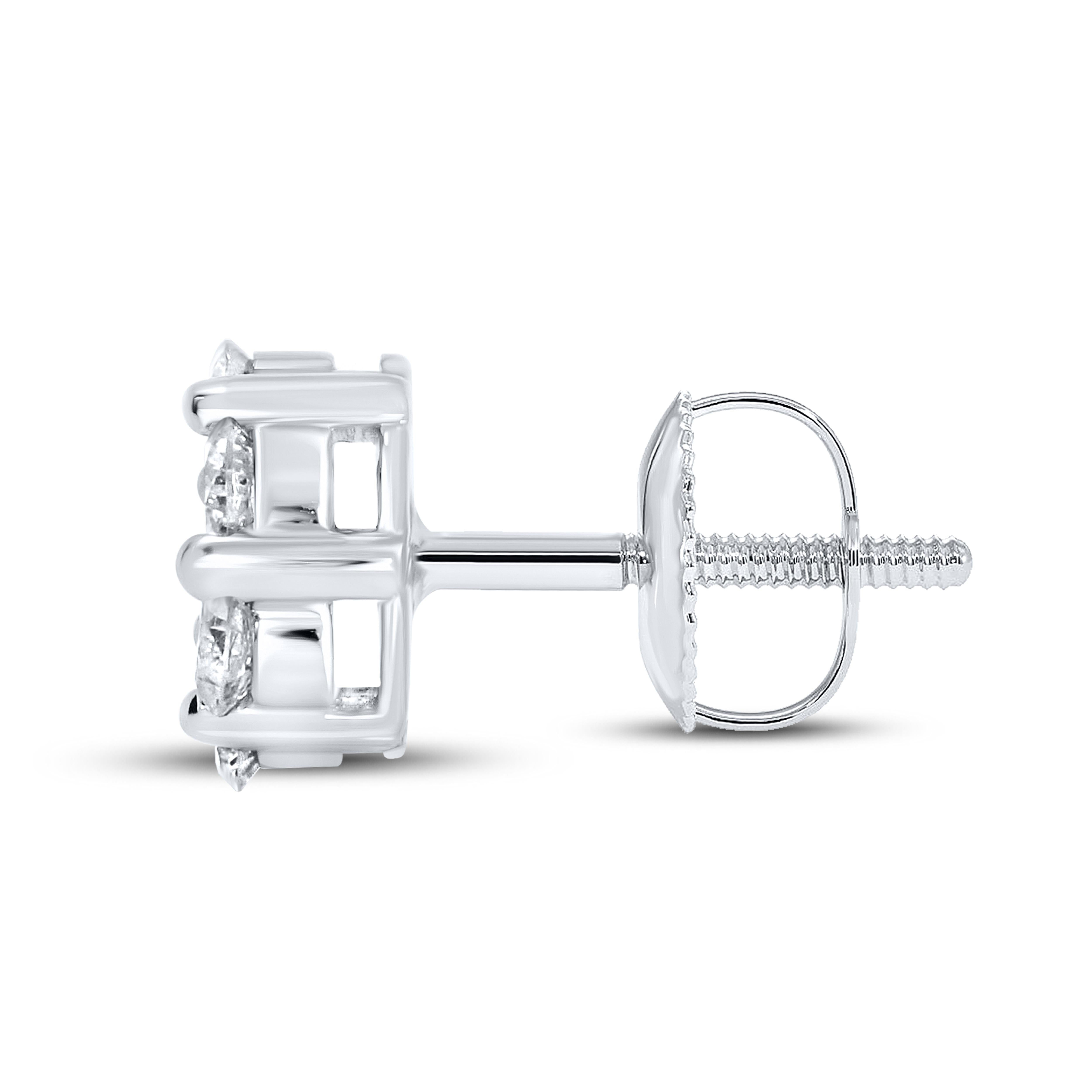 10K WHITE GOLD 0.75 CTW FLOWER DIAMOND  EARRINGS