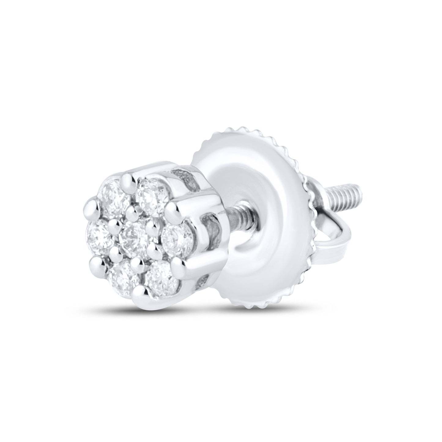 10K White Gold 0.15 ctw Flower Diamond Earrings
