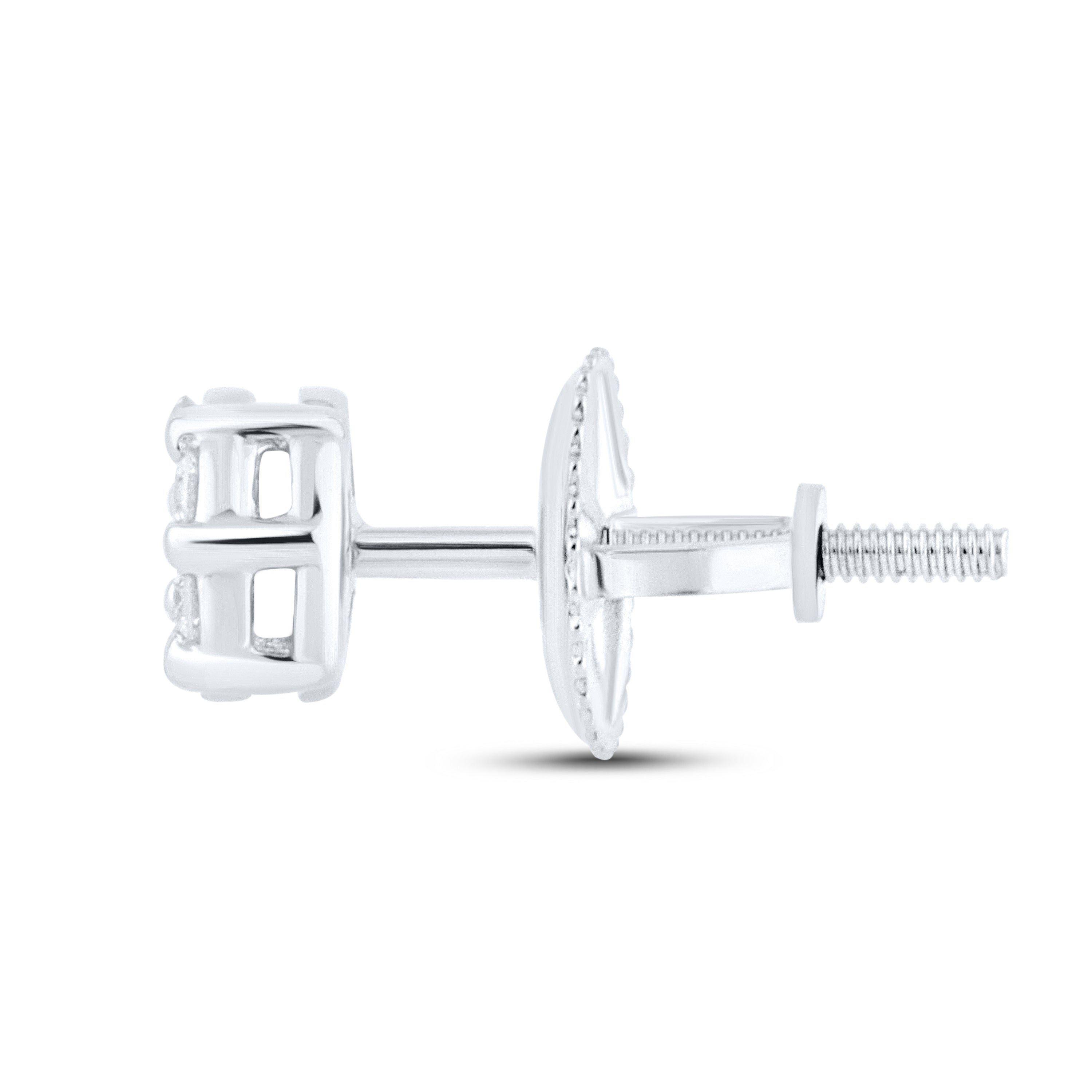 10K White Gold 0.15 ctw Flower Diamond Earrings